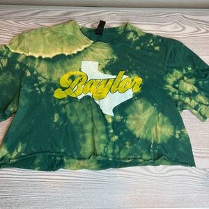 Baylor University custom tie dye cropped t shirt